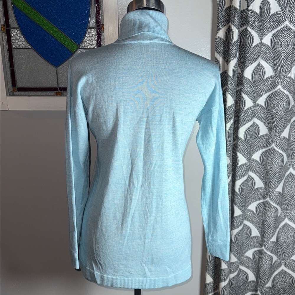 Talbots Pure Merino Wool Baby Blue Turtleneck Sweater SZ Small - Picture 4 of 6